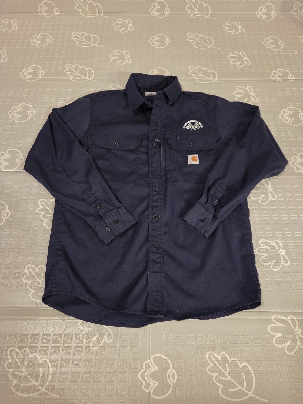 Carhartt Men’s Navy Work Shirt Long Sleeve Utility Button Up Medium